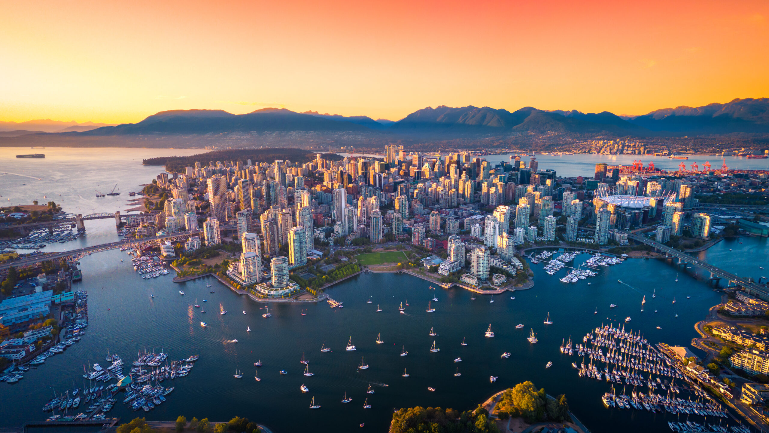 Vancouver Translation Services - Vancouver skyline, British Columbia, Canada at sunset